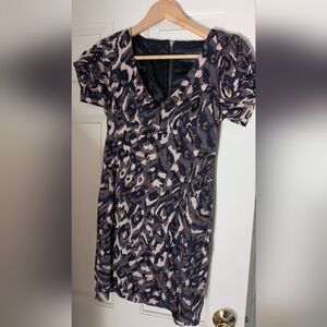 French Connection Pink Puff Sleeve Mini Dress